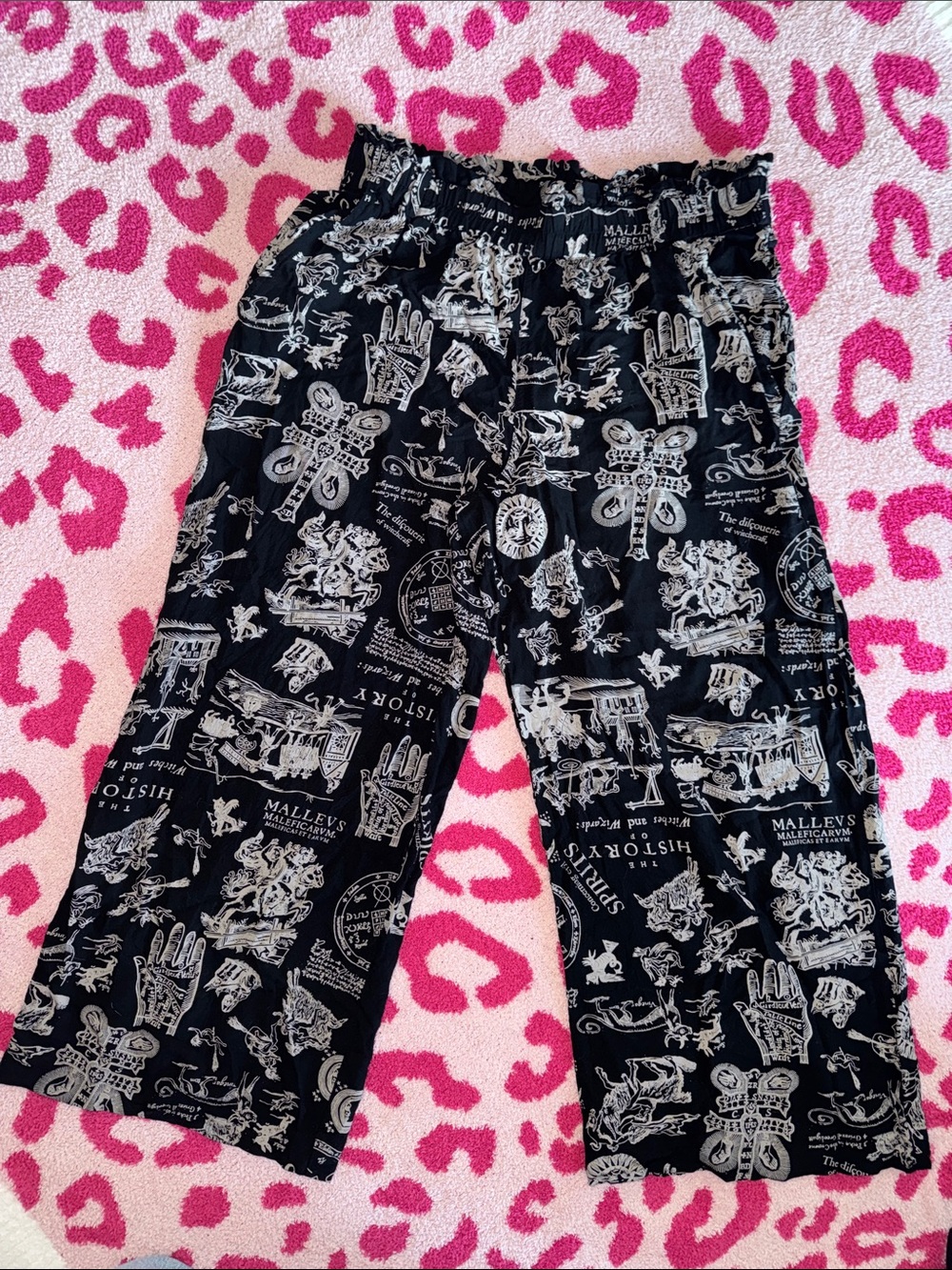 Disturbia Black Graphic Print Wide-Leg Pants